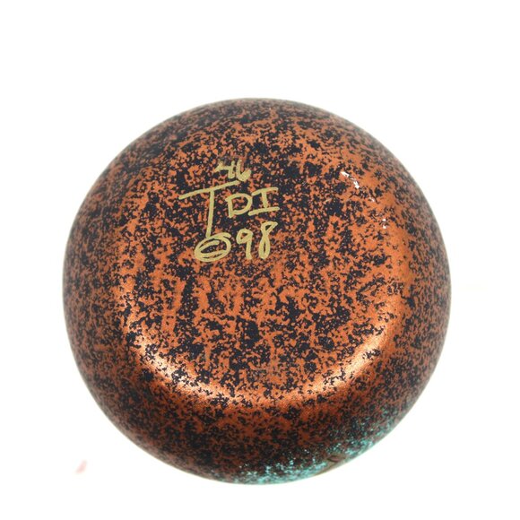 TEISSEDRE DESIGNS TURQUOISE BRONZE SPLATTER SPONGE POTTERY VASE KOKPELLI SIGNED - Picture 6 of 6